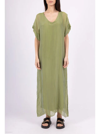 silk dress - chartreuse - SOIE
