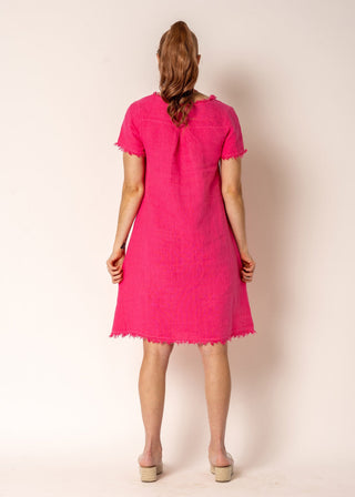 linen dress - amary - raspberry sorbet