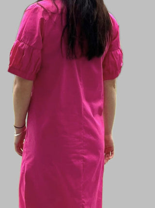 organic cotton shirt dress pink - mila