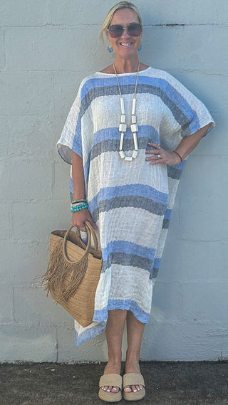 linen dress - brinley - navy