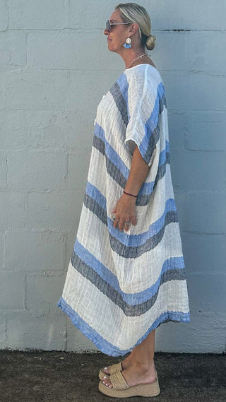 linen dress - brinley - navy