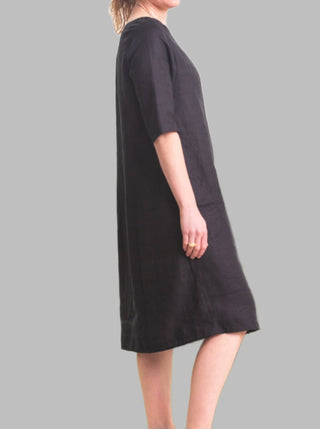 linen black boat neck dress - juliette