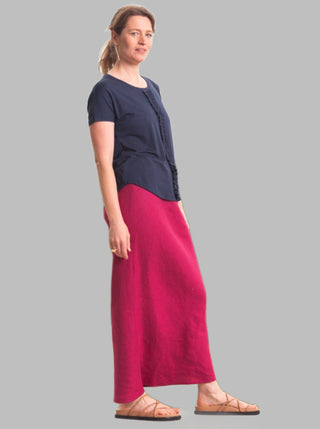 Maddie Linen Maxi Skirt Cerise - Design Emporium