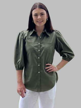 organic cotton blouse olive - lucy