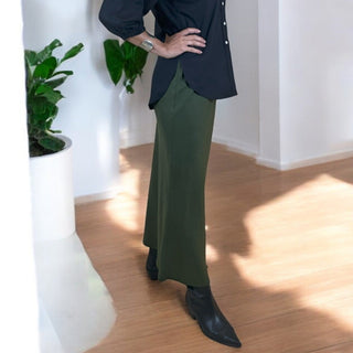 linen maxi skirt olive - maddie