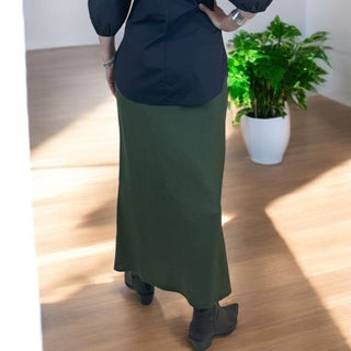 linen maxi skirt olive - maddie