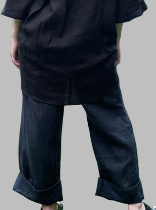 Sarah Linen Pants Navy - Design Emporium