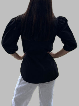 organic cotton blouse black - lucy