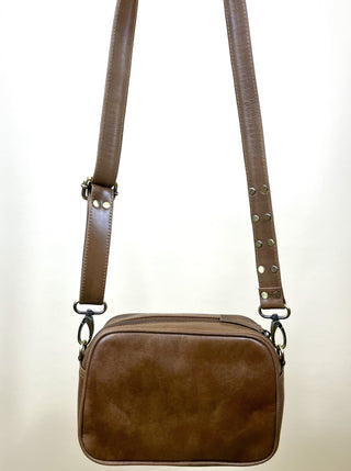 leather crossbody bag - natural tan