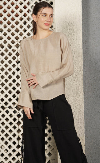 linen top - janet - latte