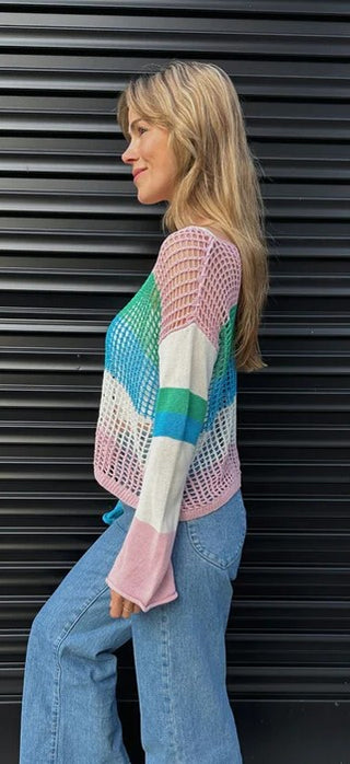 mesh jumper - multi stripe - cotton