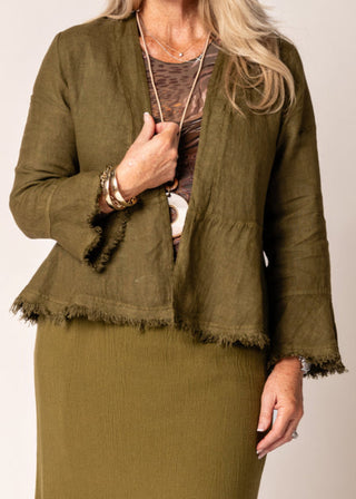 linen jacket - olive