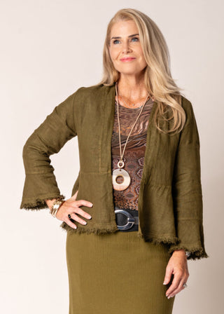 linen jacket - olive