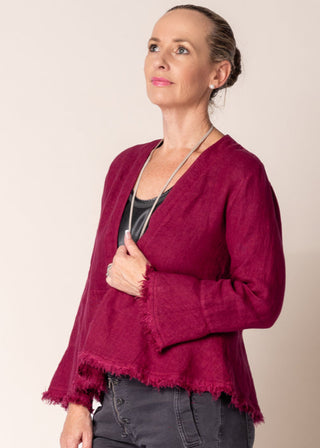 linen jacket - mulberry wine