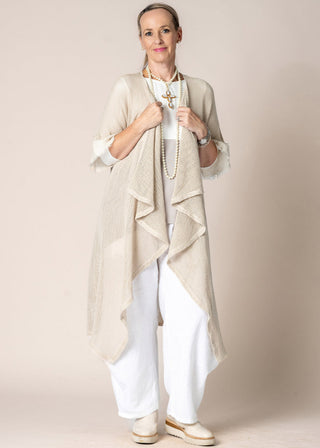 cotton mesh jacket cardigan - latte
