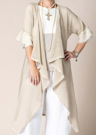 cotton mesh jacket cardigan - latte