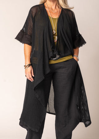 cotton mesh jacket cardigan - onyx