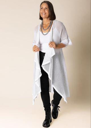 cotton mesh jacket cardigan - white