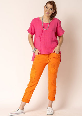 linen top - quinn - raspberry sorbet