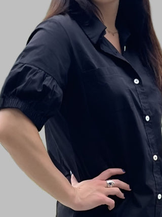 organic cotton shirt dress black - mila