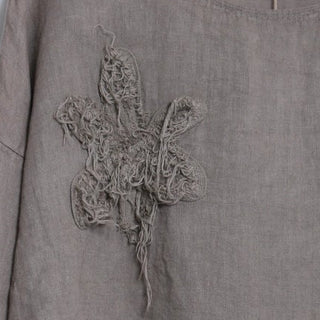 linen tee - floral - taupe