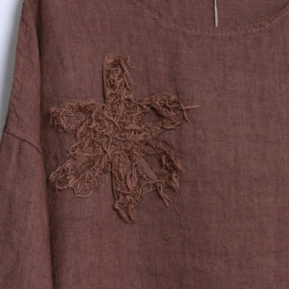 linen tee - floral - coffee