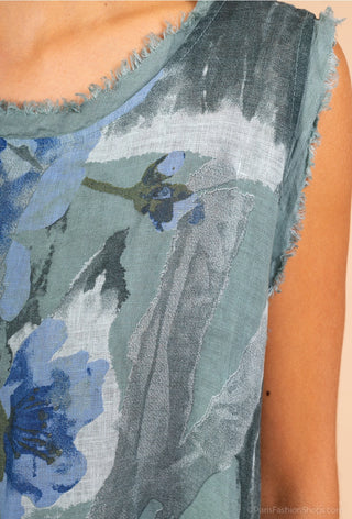 linen printed dress - eggshell - italian