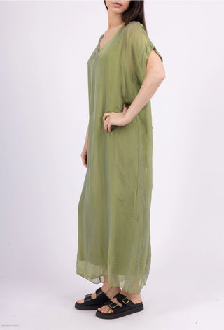 silk dress - chartreuse - SOIE