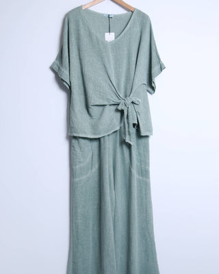 linen cotton top - tie detail - sea green - shyloh