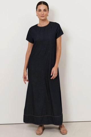 denim dress - contrast stitching - lottie