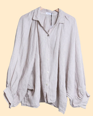 linen shirt with puff sleeves - biege - shyloh