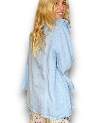 blouse - light blue linen - helga may