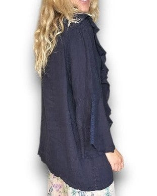 blouse - navy linen - helga may