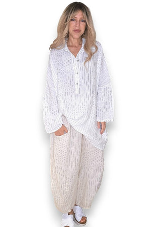 shirt - oversized - linen - white - helga may