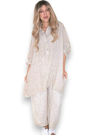 shirt - oversized - linen - biege - helga may