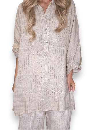 shirt - oversized - linen - biege - helga may