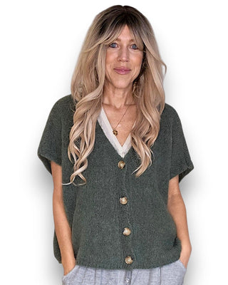 mohair blend vest - moss - helga may