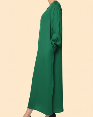 linen boat neck dress - apple - lealuc