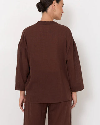 linen cotton top - chocolate - lucian
