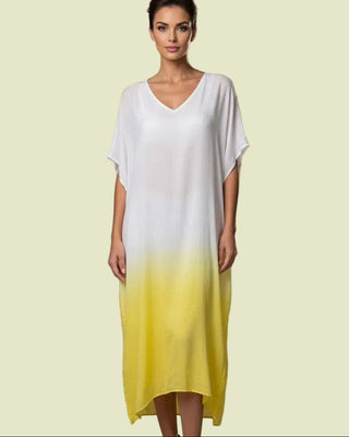 silk dip dyed maxi dress - sahara yellow - obsession