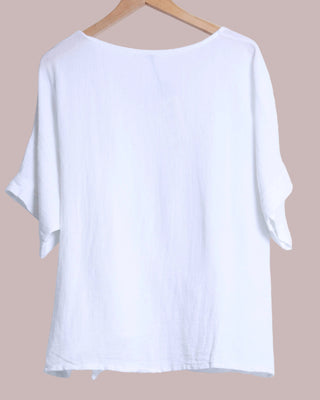 linen cotton top - tie detail - white - shyloh