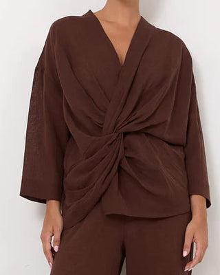 linen cotton top - chocolate - lucian