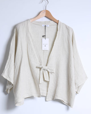 linen tie-front jacket - biege - shyloh