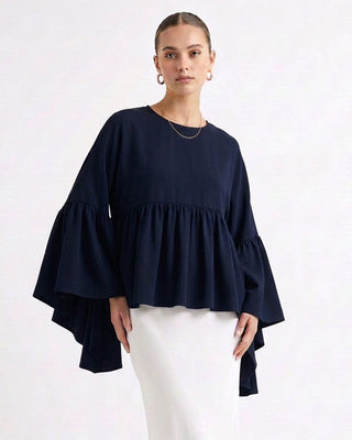 cotton voile blouse - navy