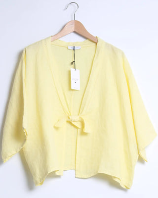 linen tie-front jacket - lemon - shyloh