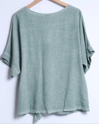 linen cotton top - tie detail - sea green - shyloh
