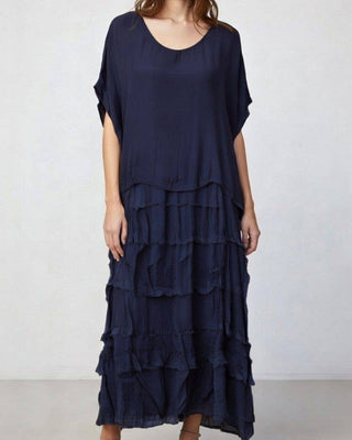 silk layered dress - navy - obsession