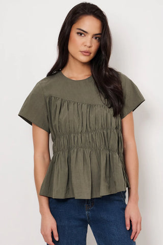 tencel blend top - khaki - evren