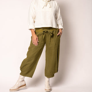 linen pants - addison - green olive