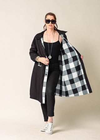 coat reversible - black - anthea